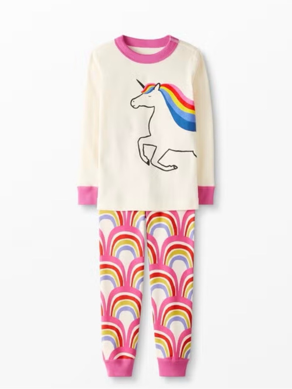 Hanna Andersson Unicorn Rainbow Pajama Set Sz 130cm
